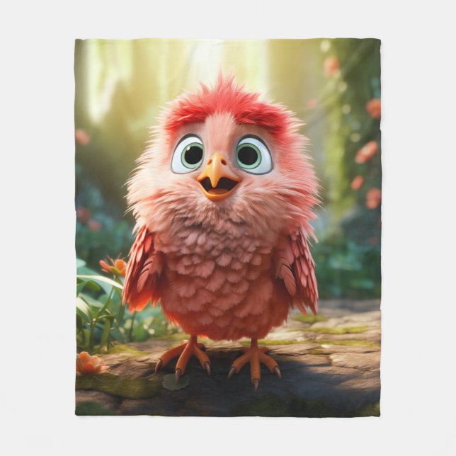 Parker - The Red Cardinal Chick Fleece Blanket (Front)