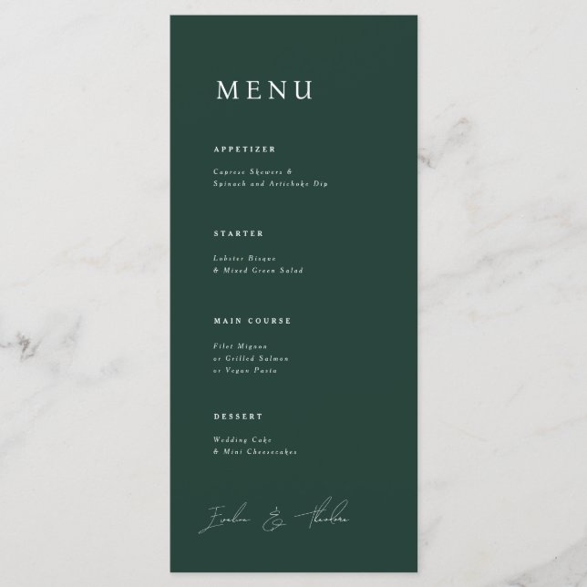 Parker Wedding Dinner Menu (Front)