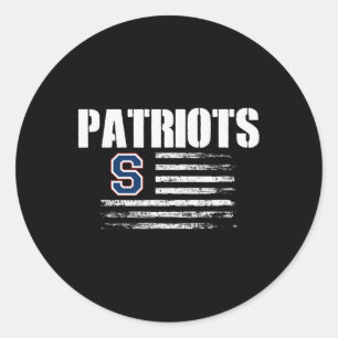 Parkersburg South Patriots Logo Usa Flag Pride Hs Classic Round Sticker