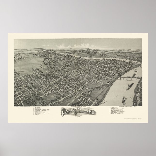 Parkersburg, WV Panoramic Map - 1899 Poster (Front)