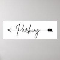 Parking direction sign left, party arrow Poster