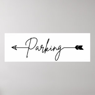 Parking direction sign left, party arrow Poster