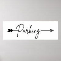 Parking direction sign left, party arrow Poster