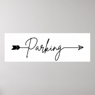 Parking direction sign left, party arrow Poster