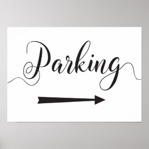 Parking Directions Sign Right Arrow for Weddings