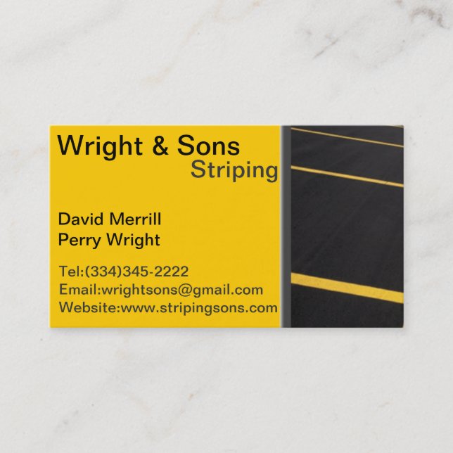 Parking lot striping business card (Front)