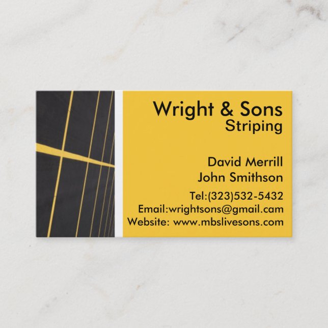 Parking lot striping business card (Front)