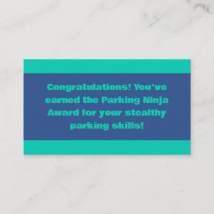 Parking Ninja Award Business Card
