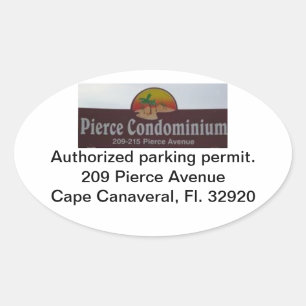 Parking permit. Building 209. Oval Sticker