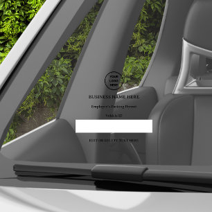 Parking Permit Vehicle ID Custom Text Car Truck Window Cling