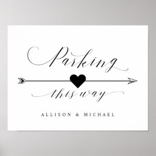 Parking This Way Script Directional Arrow Sign
