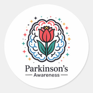 Parkinson’s Awareness Brain And Tulip _1 Classic Round Sticker