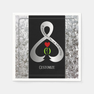 Parkinson"s Awareness Ribbon Black And Silver 2 Napkin
