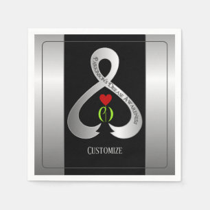 Parkinson"s Awareness Ribbon Black And Silver Napkin