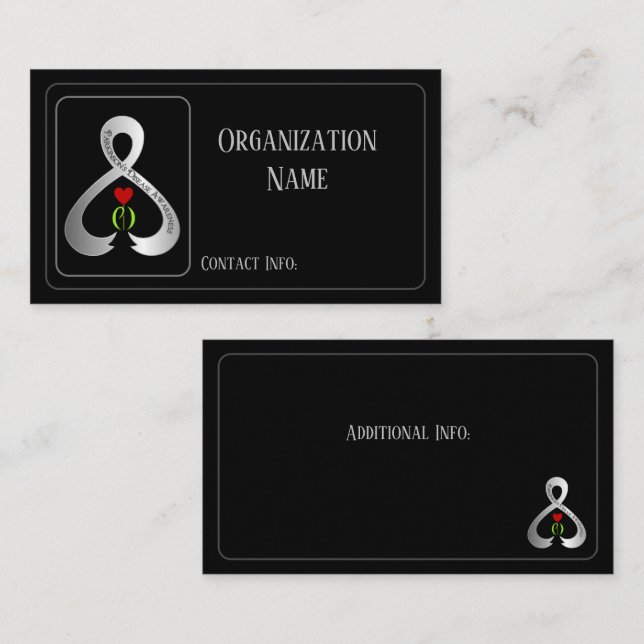Parkinson"s Awareness Ribbon Black Business Card (Front/Back)