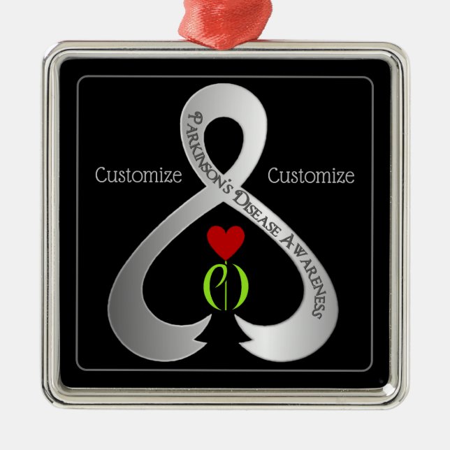 Parkinson"s Awareness Ribbon  Metal Tree Decoration (Front)