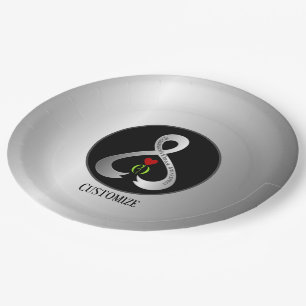 Parkinson"s Awareness Ribbon Silver Paper Plate