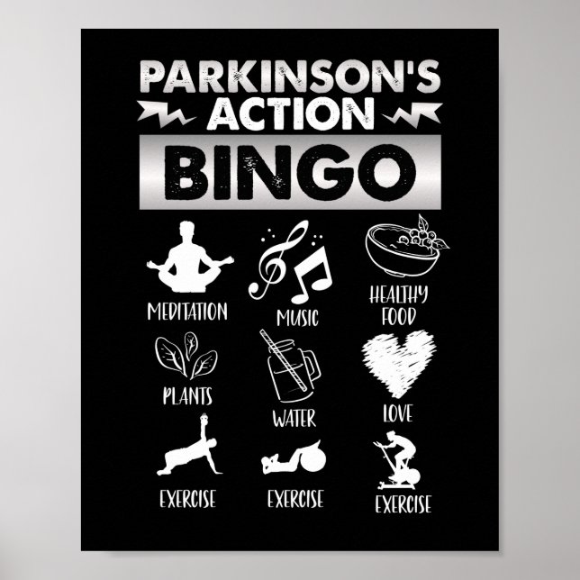 Parkinsons Action Bingo  Parkinsons Disease Poster (Front)