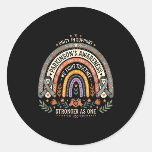 Parkinson's awareness boho rainbow fight together classic round sticker