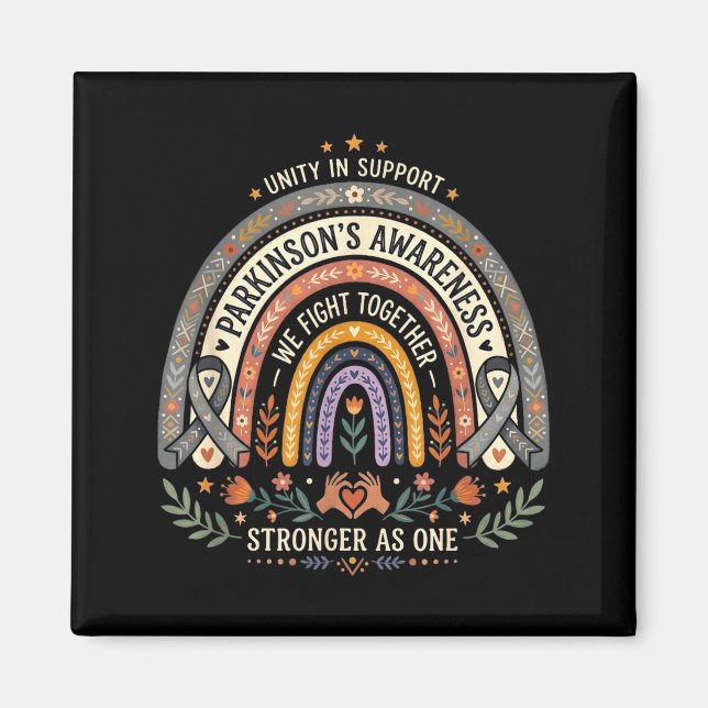 Parkinson's awareness boho rainbow fight together magnet (Front)