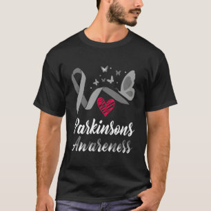 Parkinsons Awareness Butterflies Grey Ribbon Suppo T-Shirt