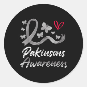 Parkinsons Awareness Ribbon Butterflies Heart Heal Classic Round Sticker