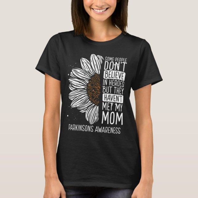 Parkinsons Awareness Ribbon Mom Warrior T-Shirt (Front)