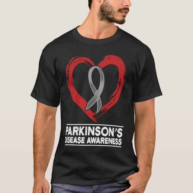 Parkinsons Disease Awareness Heart Warrior Survivo T-Shirt (Front)