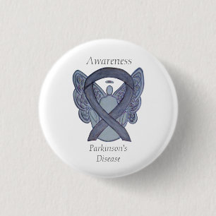 Parkinson's Disease Awareness Ribbon Angel Art Pin