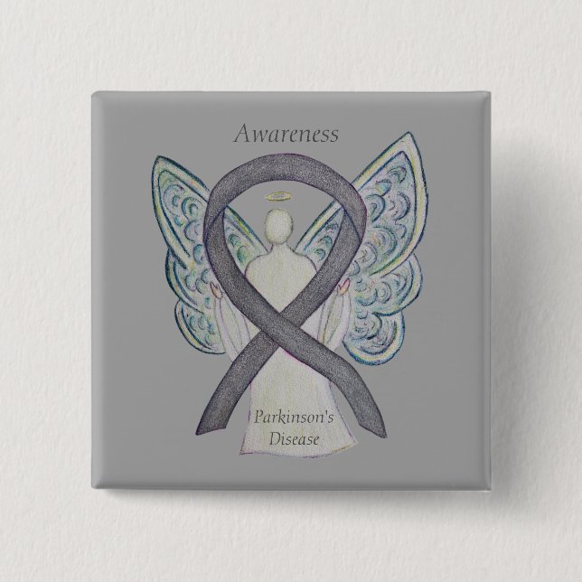 Parkinson's Disease Awareness Ribbon Angel Art Pin (Front)