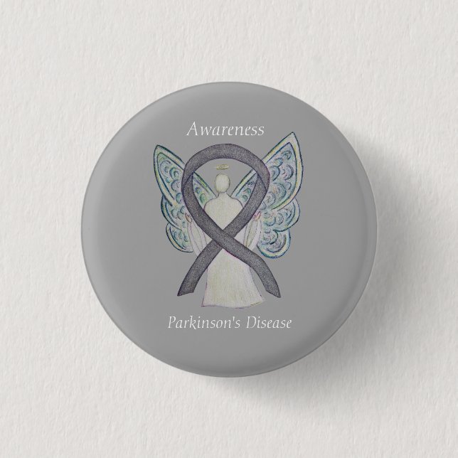 Parkinson's Disease Awareness Ribbon Angel Art Pin (Front)
