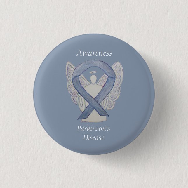 Parkinson's Disease Awareness Ribbon Angel Art Pin (Front)