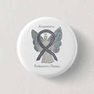 Parkinson's Disease Awareness Ribbon Angel Art Pin