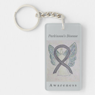 Parkinson's Disease Awareness Ribbon Keychain