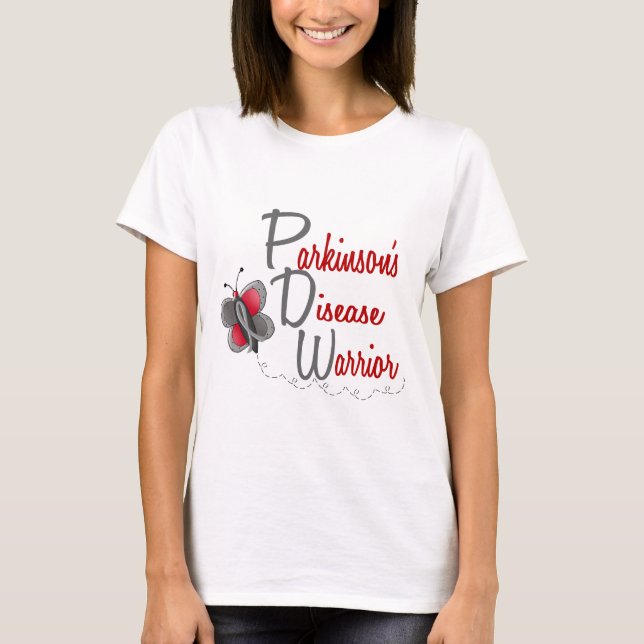 Parkinson's Disease Butterfly 2 Warrior T-Shirt (Front)
