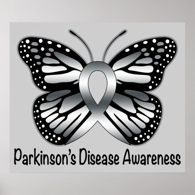 Parkinson's Disease Butterfly Awareness Ribbon Poster (Front)