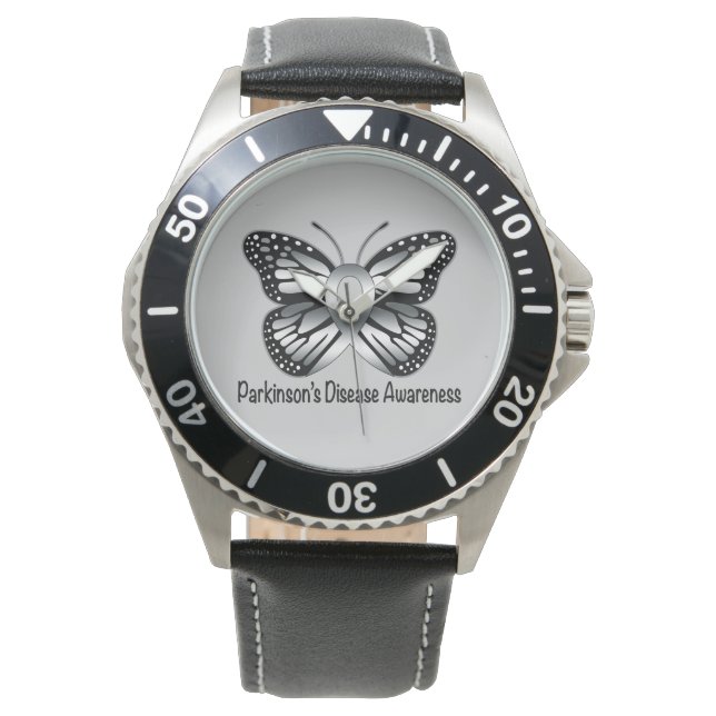 Parkinson's Disease Butterfly Awareness Ribbon Watch (Front)