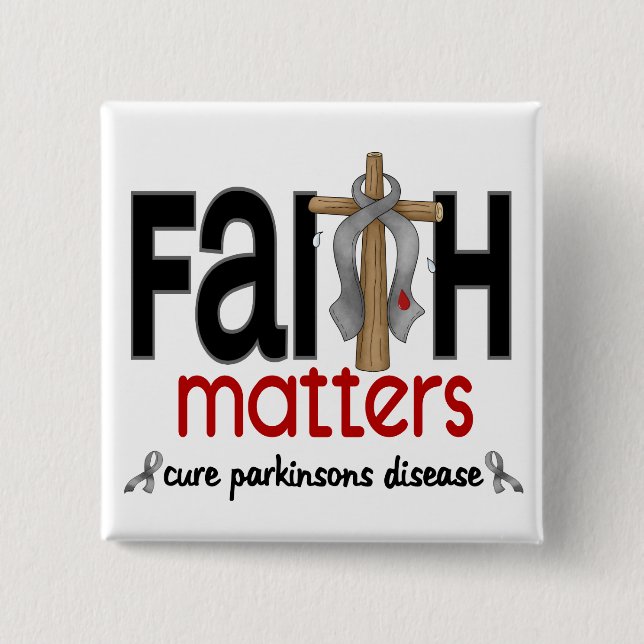 Parkinsons Disease Faith Matters Cross 1 15 Cm Square Badge (Front)