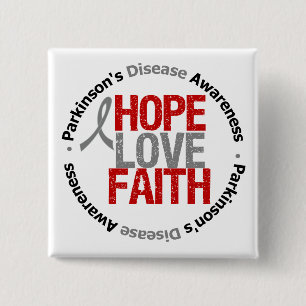 Parkinson's Disease HOPE LOVE FAITH 15 Cm Square Badge