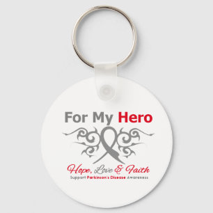 Parkinsons Disease Tribal Ribbon Hero Key Ring