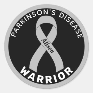 Parkinson's Disease Warrior Ribbon Black Classic Round Sticker