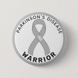 Parkinson's Disease Warrior Ribbon White Button