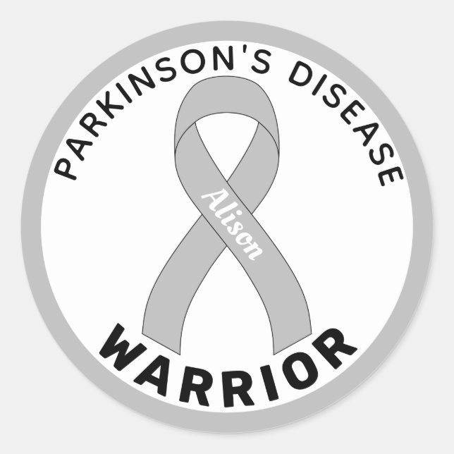 Parkinson's Disease Warrior Ribbon White Classic Round Sticker (Front)
