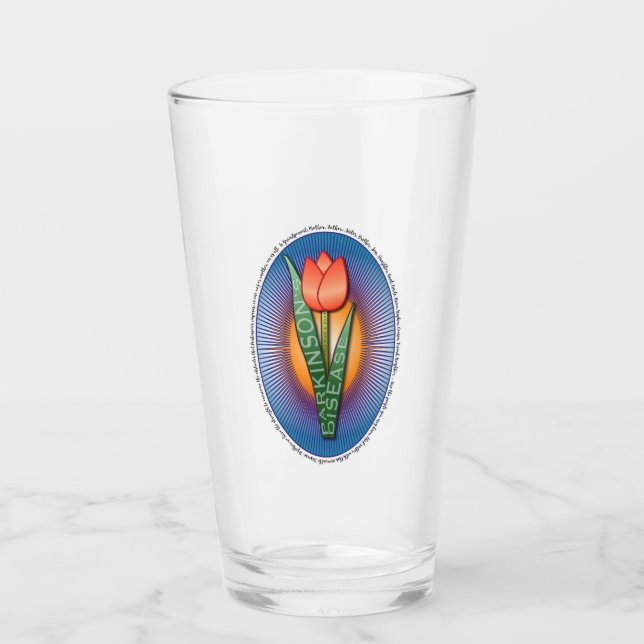 Parkinsons Help Find a Cure Tulip with Quote Glass (Front)