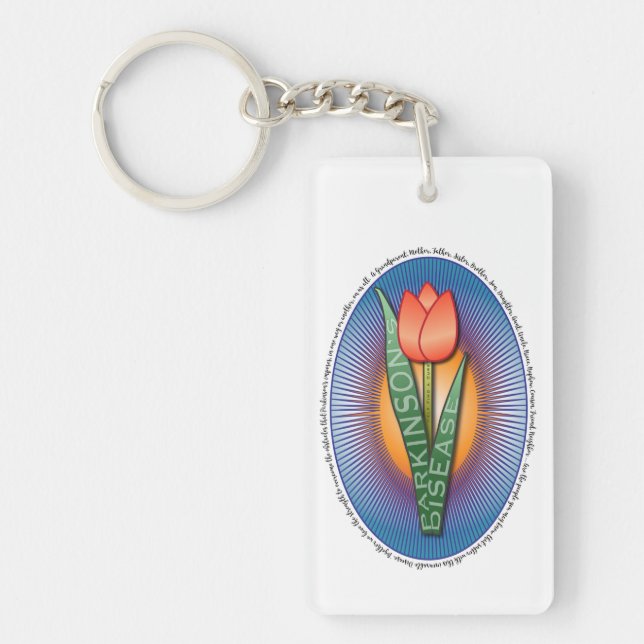 Parkinsons Help Find a Cure Tulip with Quote Key Ring (Front)