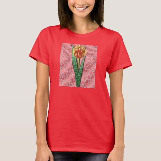Parkinsons Strength Burst Tulip RednYellow T-Shirt (Front)