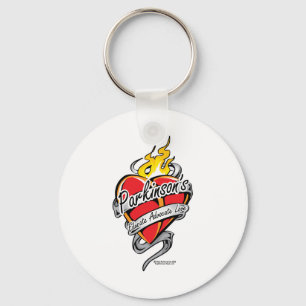 Parkinson's Tattoo Heart Key Ring