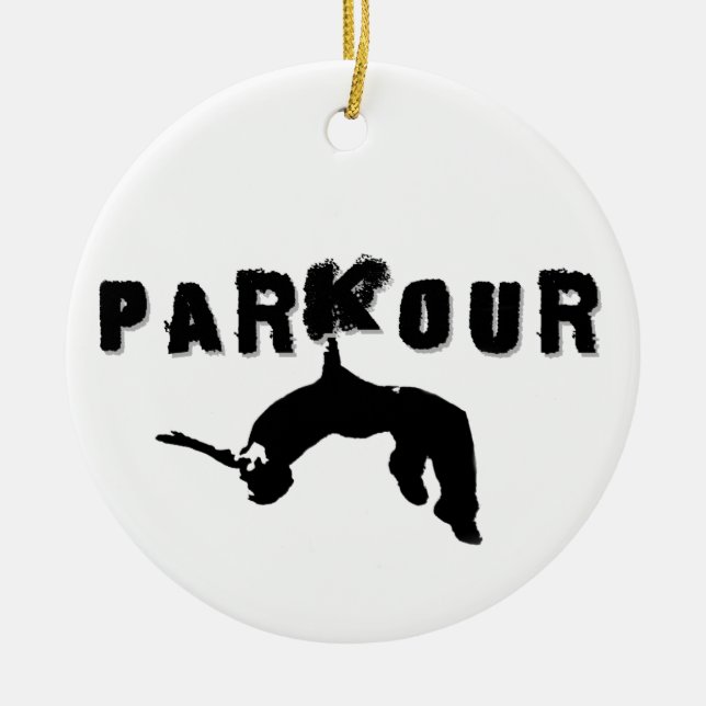 Parkour Athlete Ceramic Tree Decoration (Front)