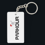Parkour Christmas Key Ring<br><div class="desc">This design features the text "Parkour" in a modern popular black typography with a parkour Santa jumping over the text.
#parkour #christmas #holidays #fitness #Santa #exercise #sport #FreeRunning #sport #FreeStyling</div>