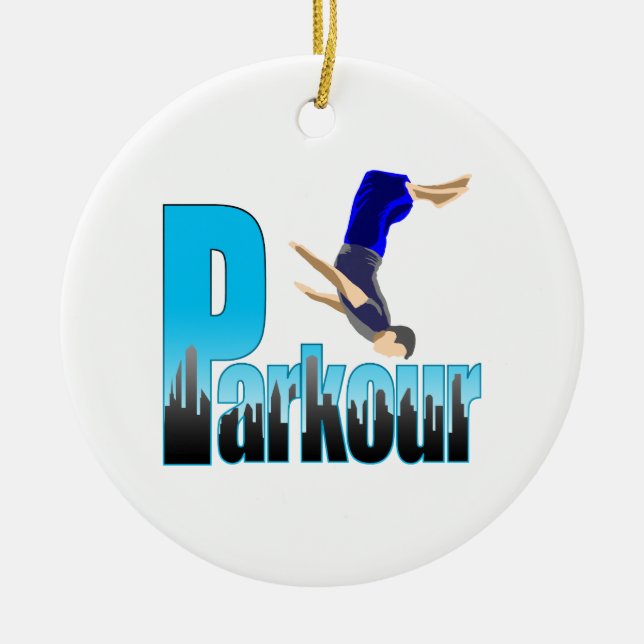 Parkour Extreme Sport Ceramic Tree Decoration (Front)